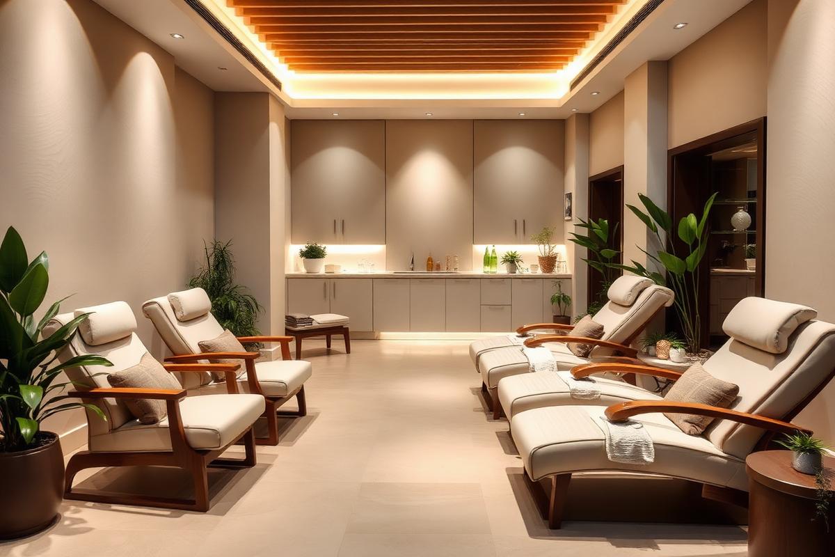 Planned wellness center relaxation lounge